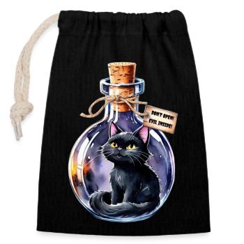 magic cat - Closable cotton gift bag (14x20cm) - black - Front