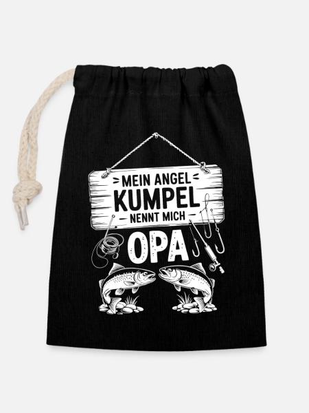 Opa und Enkel Angeln Angelbuddys - Verschließbarer Geschenkbeutel aus Baumwolle (14x20cm) - Schwarz