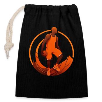 Flammender Korbkünstler - Basketball - Verschließbarer Geschenkbeutel aus Baumwolle (14x20cm) - Schwarz - Vorne