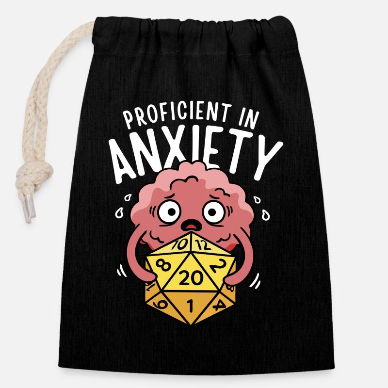 Proficient in Anxiety - Closable cotton gift bag (14x20cm) - black
