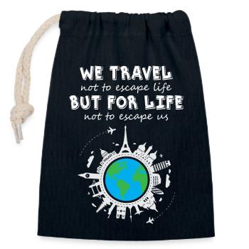 Voyageur du monde - Sac cadeau en coton avec cordon (14 x 20 cm) - bleu marine - Devant