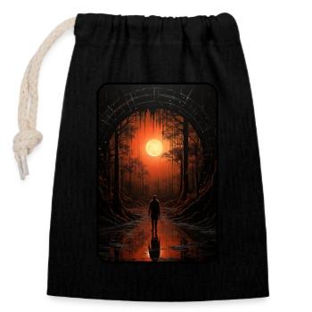 Portal to a new world - Closable cotton gift bag (14x20cm) - black - Front