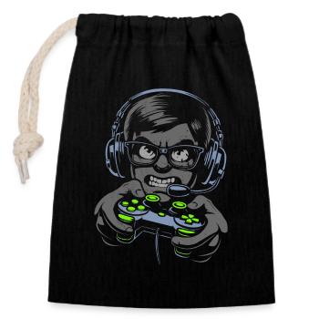 Gaming Gamer Nerd Controller Illustration - Verschließbarer Geschenkbeutel aus Baumwolle (14x20cm) - Schwarz - Vorne