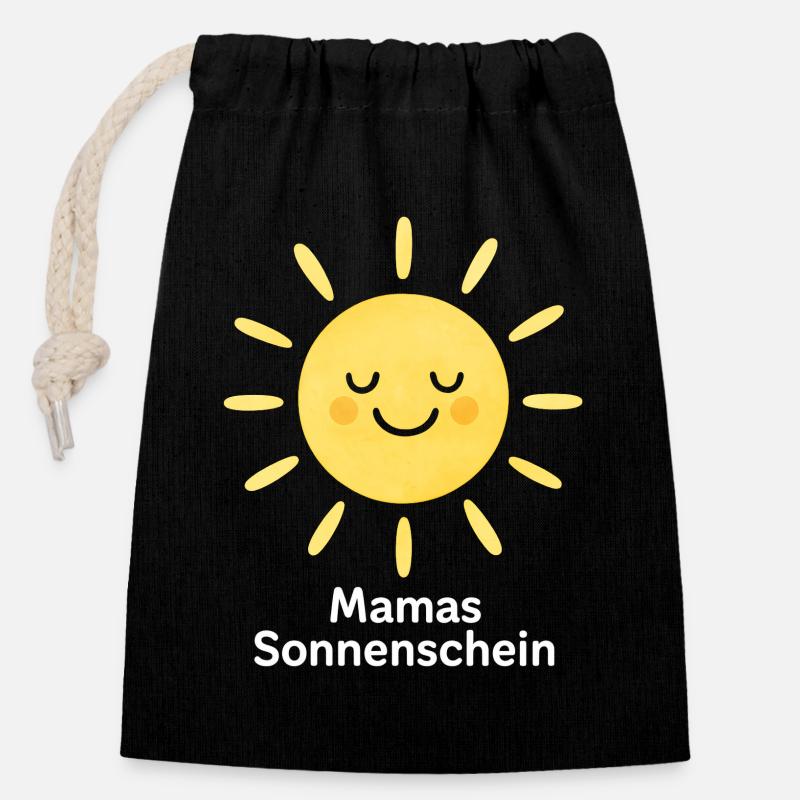 Mom's Sunshine - Closable cotton gift bag (14x20cm) - black