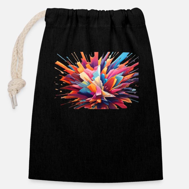 Une explosion de couleurs - Sac cadeau en coton avec cordon (14 x 20 cm) - noir