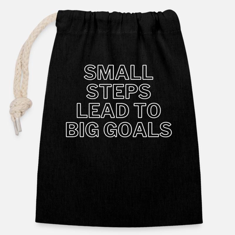 Big Goals - Closable cotton gift bag (14x20cm) - black