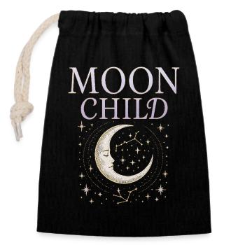 Moon Child – Chemise spirituelle mystique avec Mon - Sac cadeau en coton avec cordon (14 x 20 cm) - noir - Devant