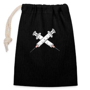 Seringues pour médecins et infirmières - Sac cadeau en coton avec cordon (14 x 20 cm) - noir - Devant