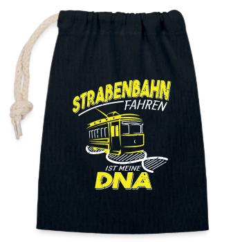Straßenbahn fahren ist meine DNA - Verschließbarer Geschenkbeutel aus Baumwolle (14x20cm) - Navy - Vorne