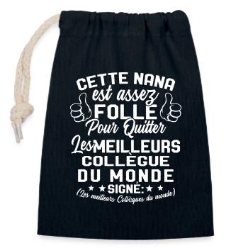 Collègue Nana meilleure collègue du monde - Sac cadeau en coton avec cordon (14 x 20 cm) - bleu marine - Devant