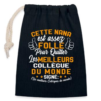 Collègue Nana meilleure collègue du monde - Sac cadeau en coton avec cordon (14 x 20 cm) - bleu marine - Devant