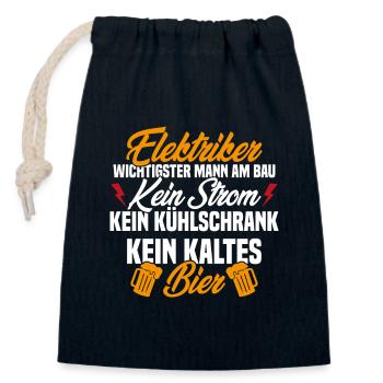 Electrician Wichtigster Mann am Bau Kein Strom - Verschließbarer Geschenkbeutel aus Baumwolle (14x20cm) - Navy - Vorne