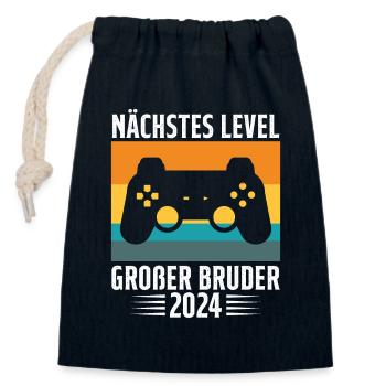 Nächste Level Großer Bruder 2024 - Verschließbarer Geschenkbeutel aus Baumwolle (14x20cm) - Navy - Vorne