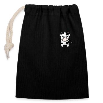 Mignon vache minimaliste Pocket Design - Sac cadeau en coton avec cordon (14 x 20 cm) - noir - Devant