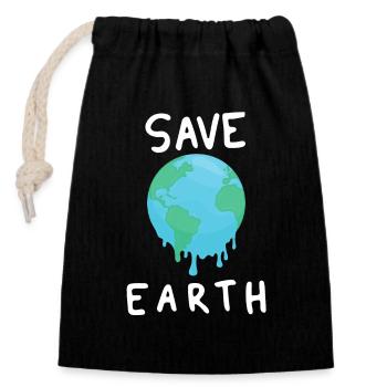 Save Earth Klimawandel Nachhaltig - Verschließbarer Geschenkbeutel aus Baumwolle (14x20cm) - Schwarz - Vorne