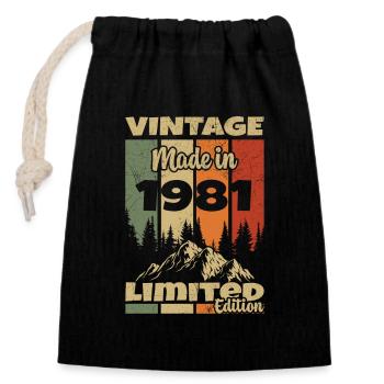1981 Vintage Original 1981 Geburtstagsgeschenk - Verschließbarer Geschenkbeutel aus Baumwolle (14x20cm) - Schwarz - Vorne