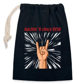Rockin it depuis 1958 Heavy Metal Birthday Greeting - Sac cadeau en coton avec cordon (14 x 20 cm) - bleu marine - Devant