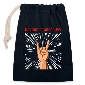 Rockin it depuis 1957 Heavy Metal Birthday Greeting - Sac cadeau en coton avec cordon (14 x 20 cm) - bleu marine - Devant