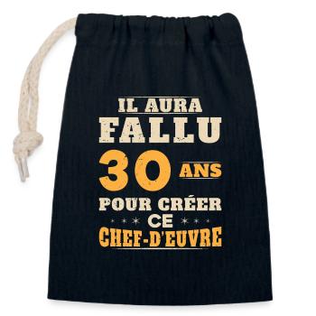30 Ans pour créer ce chef d'euvre - Sac cadeau en coton avec cordon (14 x 20 cm) - bleu marine - Devant