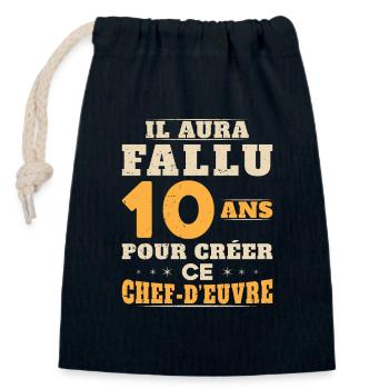 10 Ans pour créer ce chef d'euvre - Sac cadeau en coton avec cordon (14 x 20 cm) - bleu marine - Devant