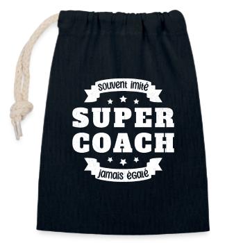 Super coach imité humour cadeau entraîneur drôle - Sac cadeau en coton avec cordon (14 x 20 cm) - bleu marine - Devant