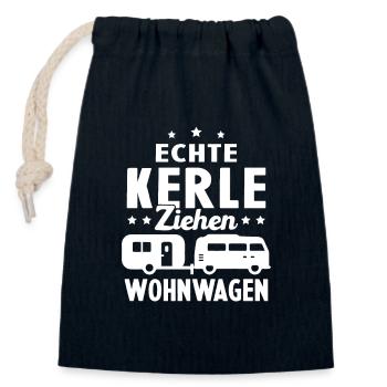 echte kerle ziehen wohnwagen - Verschließbarer Geschenkbeutel aus Baumwolle (14x20cm) - Navy - Vorne