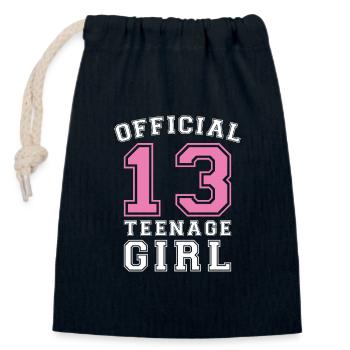 Né 13 adolescents adolescents - Sac cadeau en coton avec cordon (14 x 20 cm) - bleu marine - Devant
