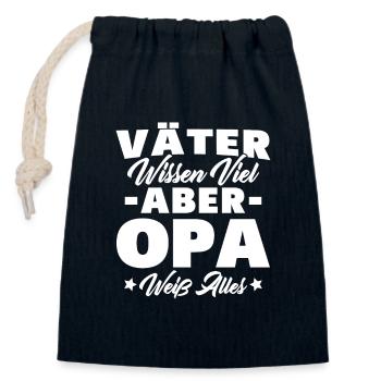 Väter wissen viel aber Opa weiß alles - Verschließbarer Geschenkbeutel aus Baumwolle (14x20cm) - Navy - Vorne