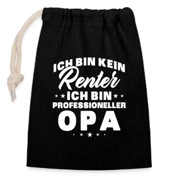 Ich Bin Kein Rentner Ich Bin Professioneller Opa - Verschließbarer Geschenkbeutel aus Baumwolle (14x20cm) - Schwarz - Vorne