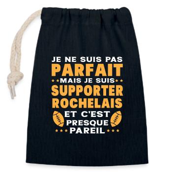 Pas Parfait mais je suis Supporter Rochelais - Sac cadeau en coton avec cordon (14 x 20 cm) - bleu marine - Devant