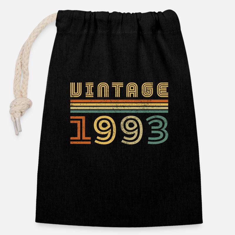 Original 1993 Retro Vintage Anniversary - Verschließbarer Geschenkbeutel aus Baumwolle (14x20cm) - Schwarz