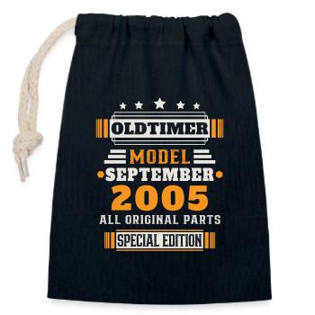Vintage Car September 2005 Birthday Gift - Closable cotton gift bag (14x20cm) - navy - Front