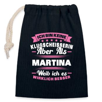 Name Martina Vorname Klugscheisserin Namenstag - Verschließbarer Geschenkbeutel aus Baumwolle (14x20cm) - Navy - Vorne