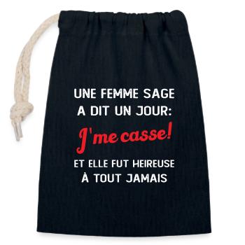 idee depart collegue de travail humour - Sac cadeau en coton avec cordon (14 x 20 cm) - bleu marine - Devant