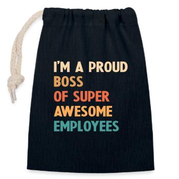 Je suis un fier patron d’employés super géniaux - Sac cadeau en coton avec cordon (14 x 20 cm) - bleu marine - Devant