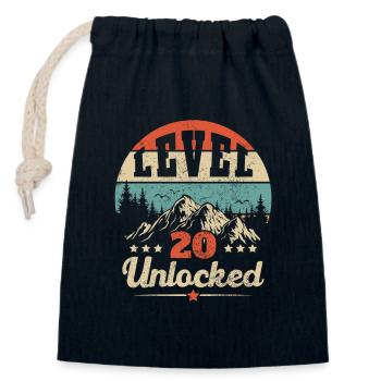 Level 20 unlocked - Closable cotton gift bag (14x20cm) - navy - Front