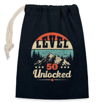 Level 50 Unlocked - Closable cotton gift bag (14x20cm) - navy - Front