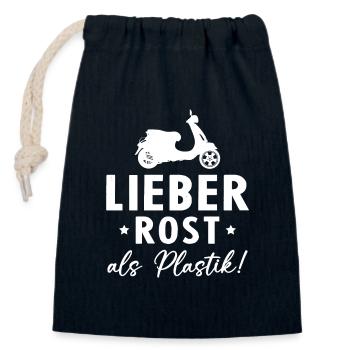 Lieber Rost als Plastic - Verschließbarer Geschenkbeutel aus Baumwolle (14x20cm) - Navy - Vorne