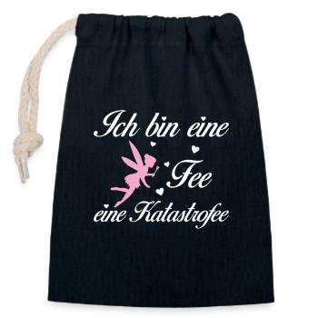 Ich bin eine Fee eine Katastrofee - Verschließbarer Geschenkbeutel aus Baumwolle (14x20cm) - Navy - Vorne