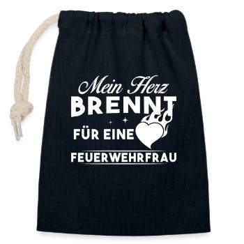 Mein Herz brennt für eine Feuerwehrfrau - Verschließbarer Geschenkbeutel aus Baumwolle (14x20cm) - Navy - Vorne