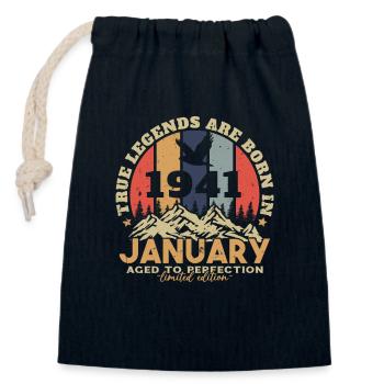 Birthday Gift Born In January 1941 - Closable cotton gift bag (14x20cm) - navy - Front