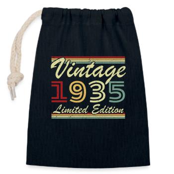 89. Geburtstag Vintage 1935 Retro - Verschließbarer Geschenkbeutel aus Baumwolle (14x20cm) - Navy - Vorne