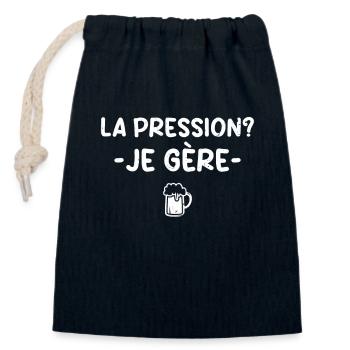 La pression je gére cadeau amateur de bière - Sac cadeau en coton avec cordon (14 x 20 cm) - bleu marine - Devant
