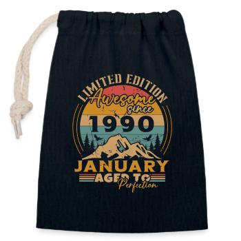 Birthday Gift Born In January 1990 - Closable cotton gift bag (14x20cm) - navy - Front
