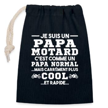 Homme Papa Motard Humour Cadeau motocycliste - Sac cadeau en coton avec cordon (14 x 20 cm) - bleu marine - Devant