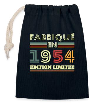 Fabriqué En 1954 Édition Limitée - Sac cadeau en coton avec cordon (14 x 20 cm) - bleu marine - Devant