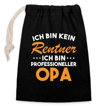 Ich Bin Kein Rentner Ich Bin Professioneller Opa - Verschließbarer Geschenkbeutel aus Baumwolle (14x20cm) - Schwarz - Vorne