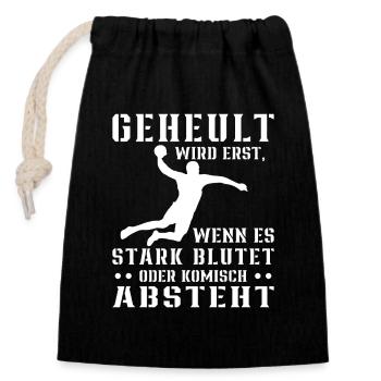 Handball Nix Für Weicheier Geschenk Für Handballer - Verschließbarer Geschenkbeutel aus Baumwolle (14x20cm) - Schwarz - Vorne
