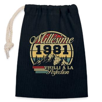 Vintage 1981, Vintage 1981 Birthday Gift - Closable cotton gift bag (14x20cm) - navy - Front
