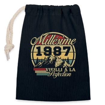 Vintage 1987, Vintage 1987 Birthday Gift - Closable cotton gift bag (14x20cm) - navy - Front
